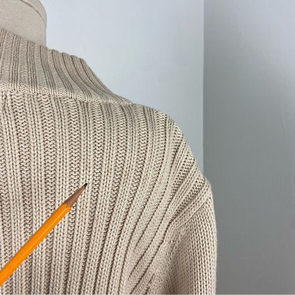 Vtg Chelsea Studio Womens XL Cream Chunky Cable Knit Cardigan Zip Up Cabin Comfy - Picture 7 of 12